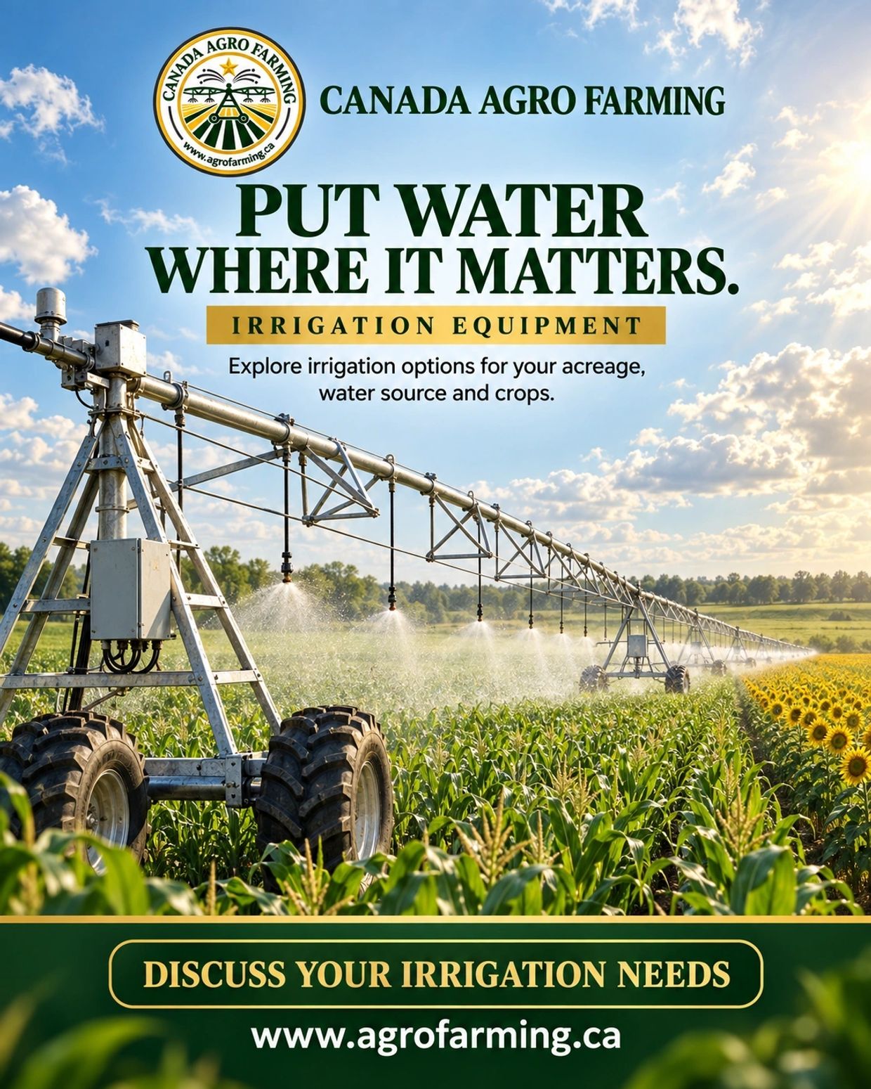 Illustration of centre-pivot and linear-move irrigation.