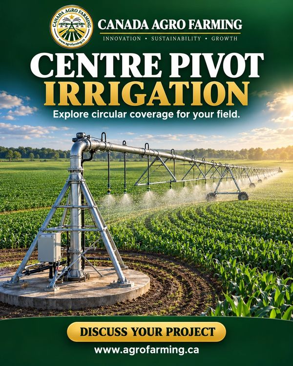 Centre pivot irrigation in Ontario. Canada Agro Farming. Assess field coverage, water source, cost.