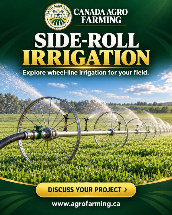 Side roll and wheel line irrigation in Ontario. Assess crop suitability, field coverage, costs