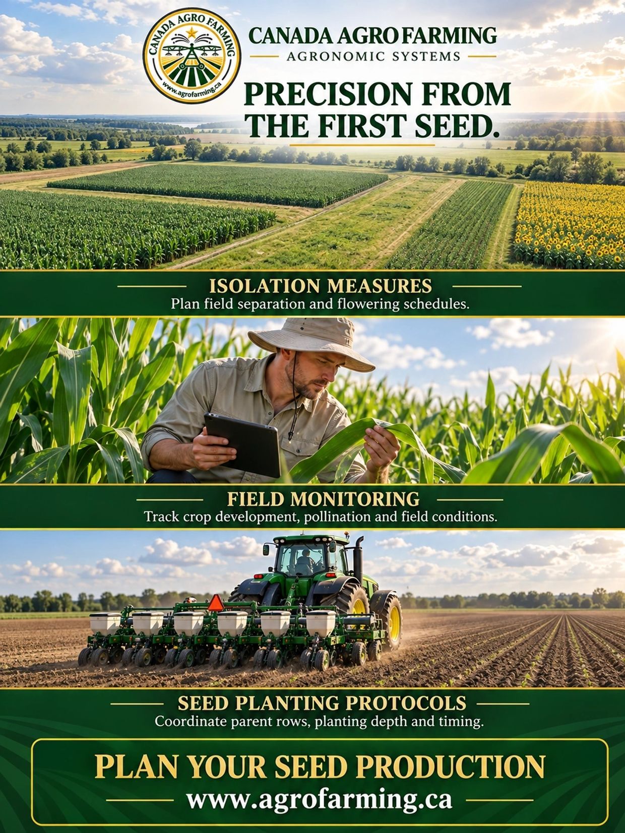 Illustration of seed-production planning and field operations.